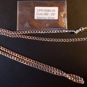 ITALY 925 Sterling Silver Flat Curb 20"